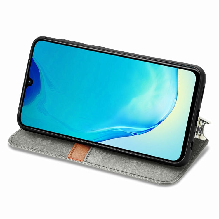 For vivo V25 Cubic Grid Pressed Magnetic Leather Phone Case