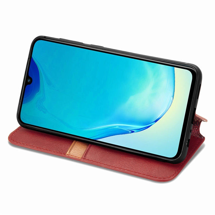 For vivo V25 Cubic Grid Pressed Magnetic Leather Phone Case