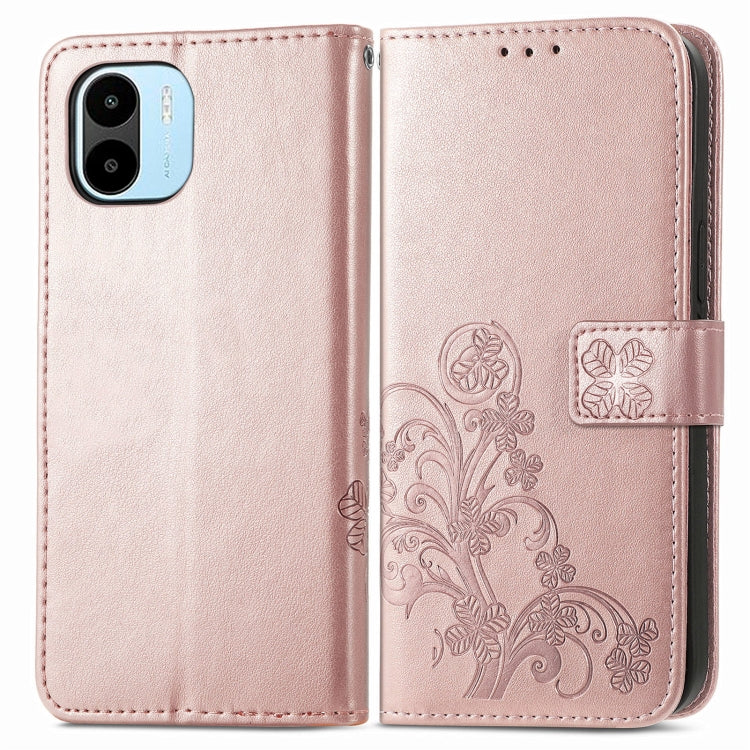 For Xiaomi Redmi A1 Four-leaf Clasp Embossed Buckle Leather Phone Case
