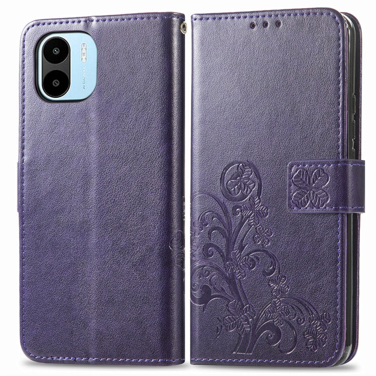 For Xiaomi Redmi A1 Four-leaf Clasp Embossed Buckle Leather Phone Case