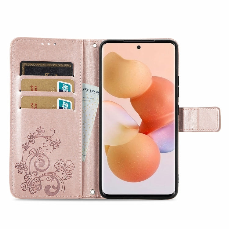 For Xiaomi 12T / Redmi K50 Ultra Four-leaf Clasp Embossed Buckle Leather Phone Case