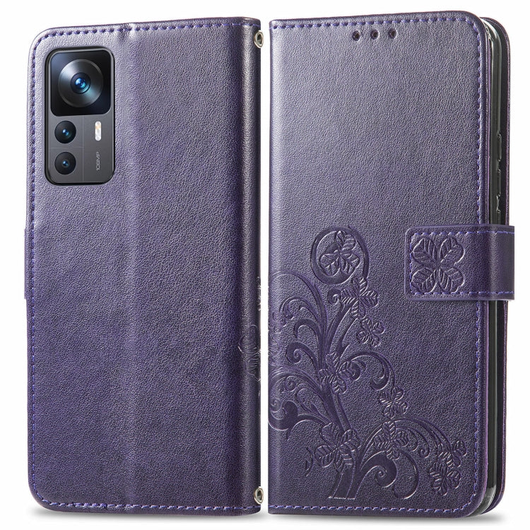 For Xiaomi 12T / Redmi K50 Ultra Four-leaf Clasp Embossed Buckle Leather Phone Case