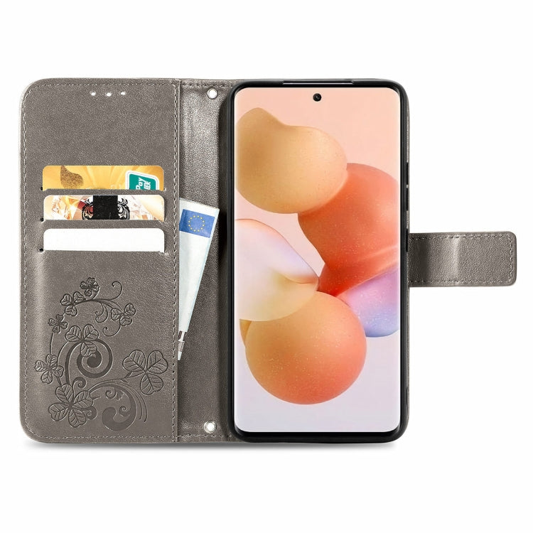 For Xiaomi 12T / Redmi K50 Ultra Four-leaf Clasp Embossed Buckle Leather Phone Case