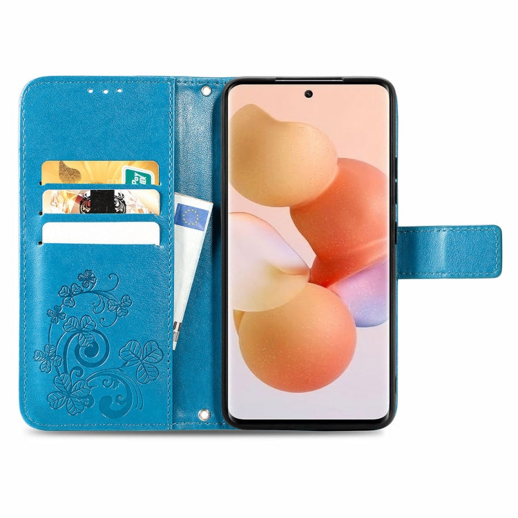 For Xiaomi 12T / Redmi K50 Ultra Four-leaf Clasp Embossed Buckle Leather Phone Case