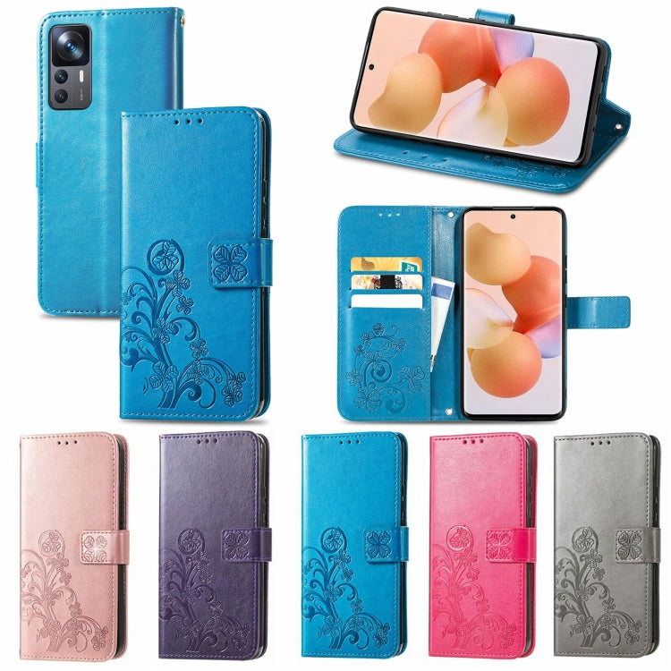 For Xiaomi 12T / Redmi K50 Ultra Four-leaf Clasp Embossed Buckle Leather Phone Case