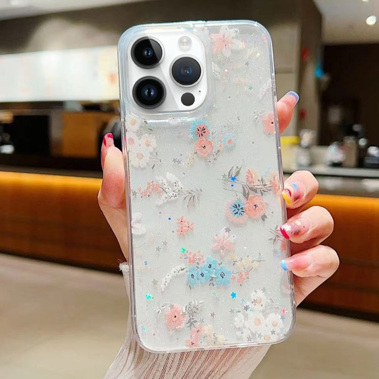 For iPhone 16 Pro Fresh Small Floral Epoxy TPU Phone Case