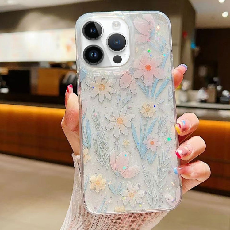 For iPhone 16 Pro Fresh Small Floral Epoxy TPU Phone Case