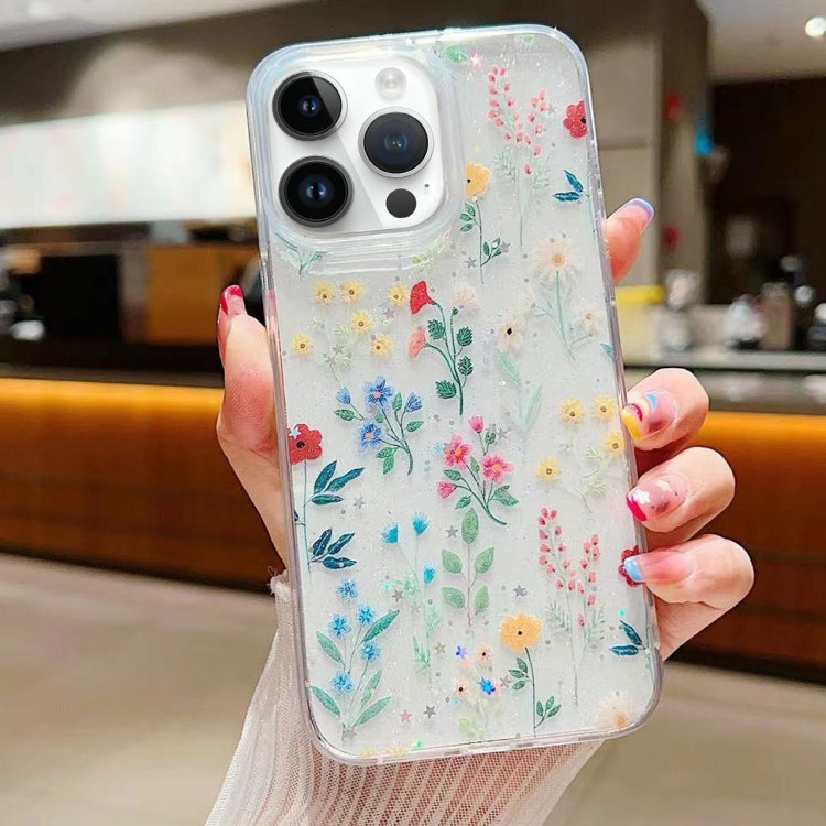 For iPhone 16 Pro Fresh Small Floral Epoxy TPU Phone Case