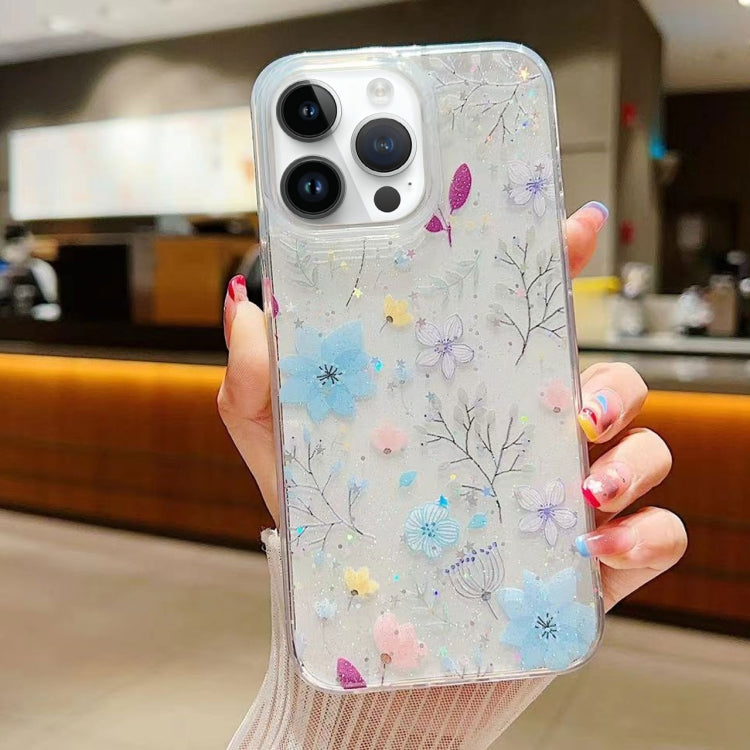 For iPhone 16 Pro Fresh Small Floral Epoxy TPU Phone Case
