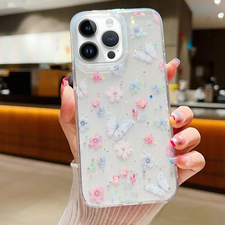 For iPhone 16 Pro Fresh Small Floral Epoxy TPU Phone Case