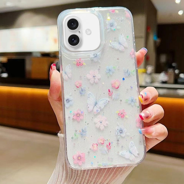 For iPhone 16 Plus Fresh Small Floral Epoxy TPU Phone Case
