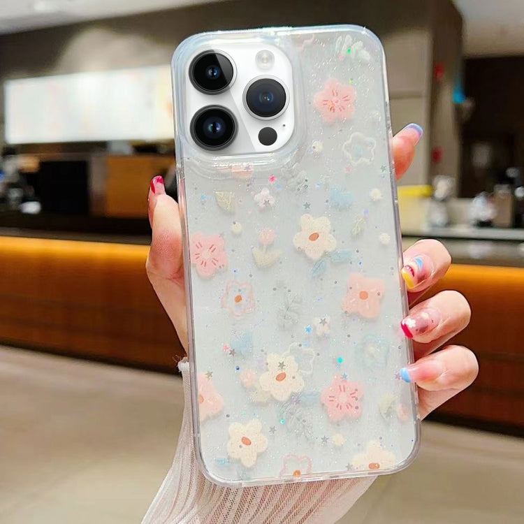 For iPhone 16 Pro Max Fresh Small Floral Epoxy TPU Phone Case