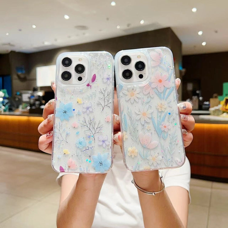 For iPhone 16 Pro Fresh Small Floral Epoxy TPU Phone Case