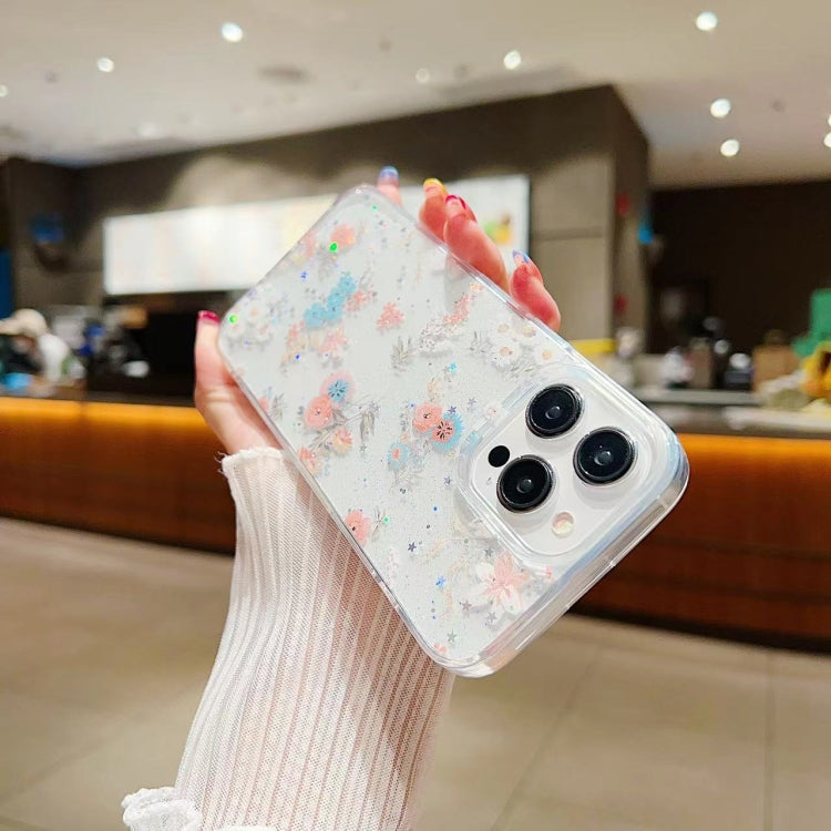 For iPhone 16 Pro Fresh Small Floral Epoxy TPU Phone Case