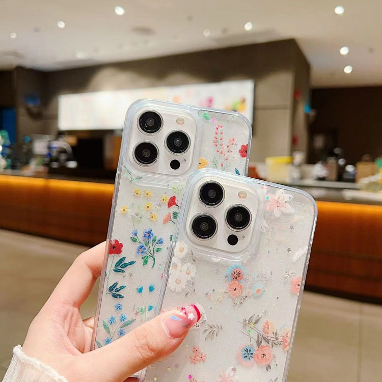For iPhone 16 Pro Fresh Small Floral Epoxy TPU Phone Case