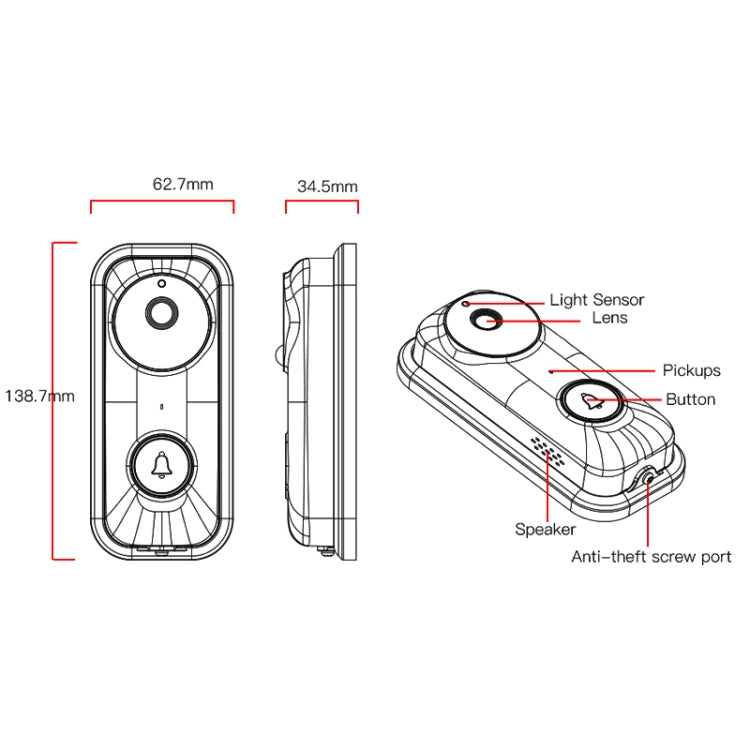 Wireless Doorbell Intelligent Visual Voice Intercom Monitoring Remote Intelligent Doorbell