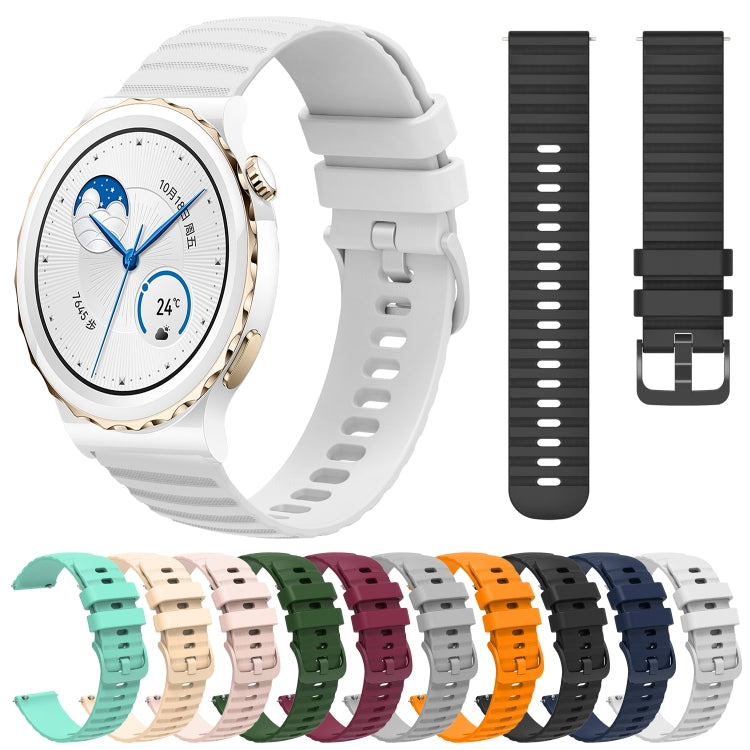For Huawei Watch GT3 Pro 43mm 20mm Wavy Dot Pattern Solid Color Silicone Watch Band