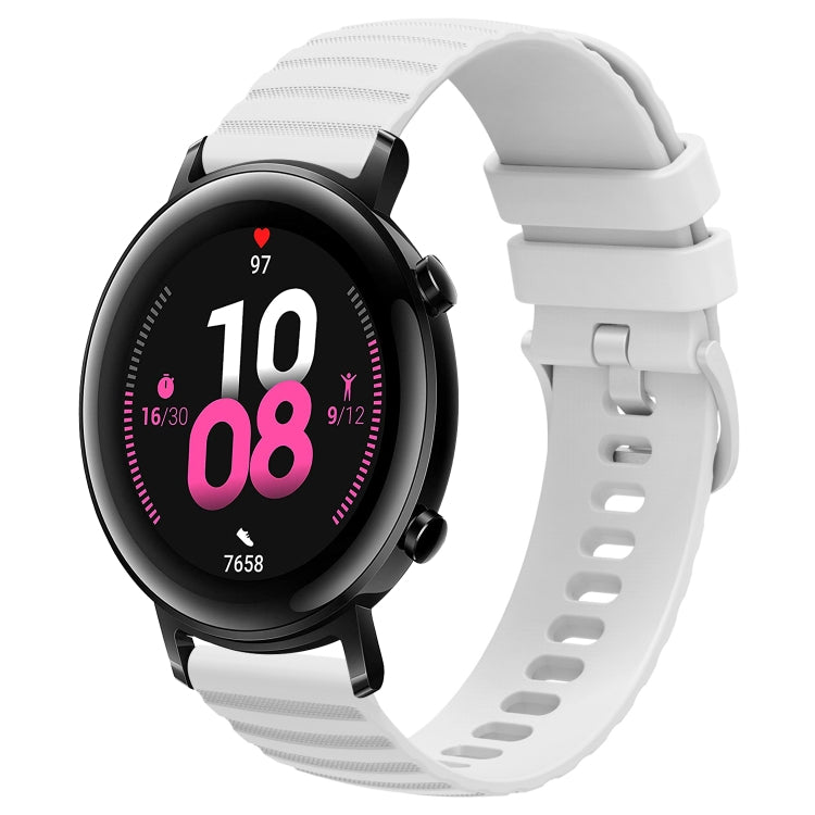 For Huawei Watch GT2 42mm 20mm Wavy Dot Pattern Solid Color Silicone Watch Band