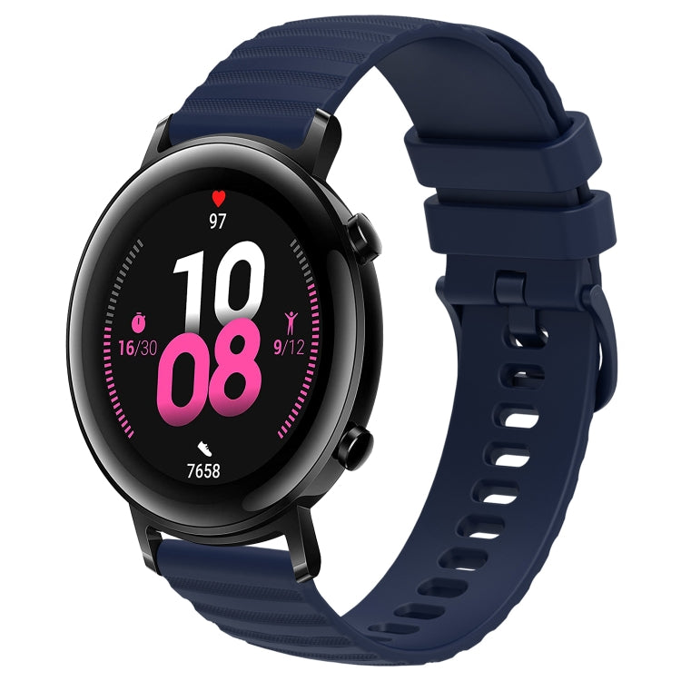 For Huawei Watch GT2 42mm 20mm Wavy Dot Pattern Solid Color Silicone Watch Band