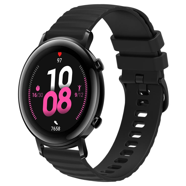 For Huawei Watch GT2 42mm 20mm Wavy Dot Pattern Solid Color Silicone Watch Band