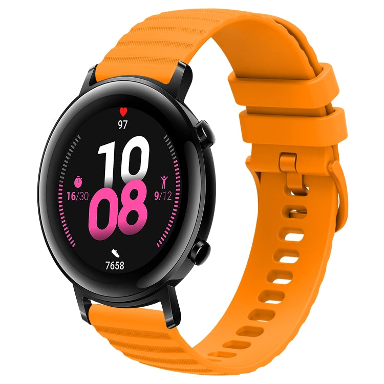 For Huawei Watch GT2 42mm 20mm Wavy Dot Pattern Solid Color Silicone Watch Band