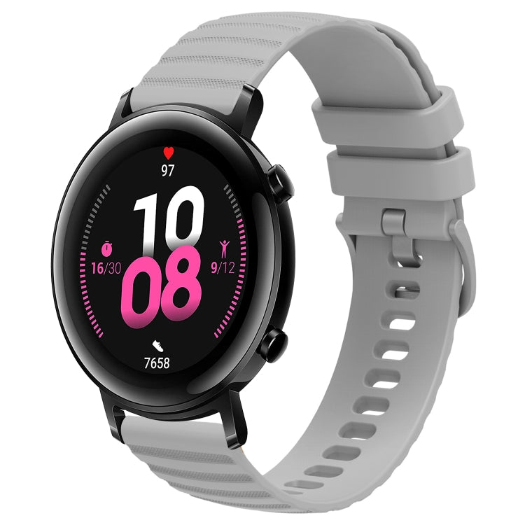 For Huawei Watch GT2 42mm 20mm Wavy Dot Pattern Solid Color Silicone Watch Band