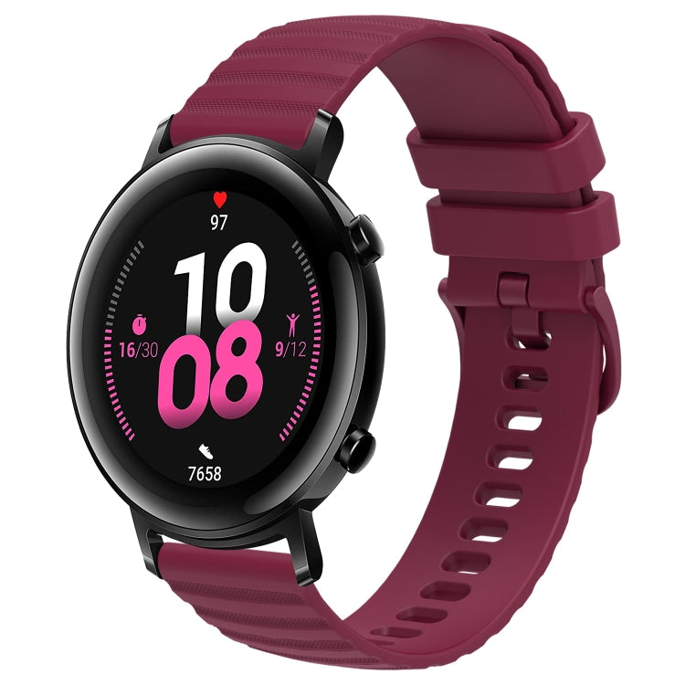 For Huawei Watch GT2 42mm 20mm Wavy Dot Pattern Solid Color Silicone Watch Band