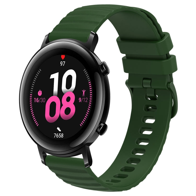 For Huawei Watch GT2 42mm 20mm Wavy Dot Pattern Solid Color Silicone Watch Band
