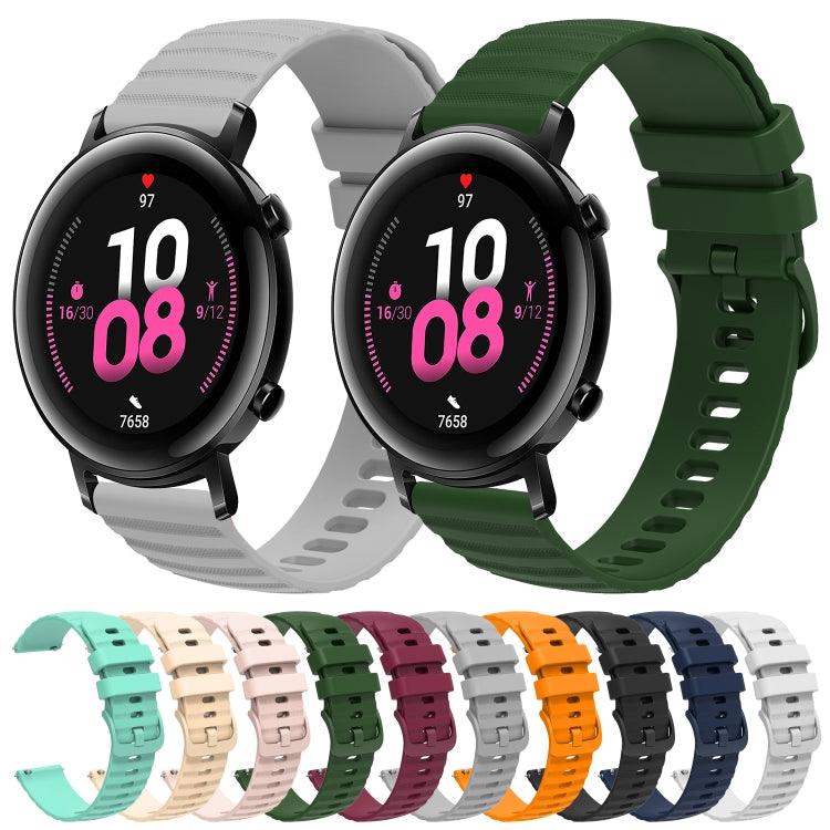 For Huawei Watch GT2 42mm 20mm Wavy Dot Pattern Solid Color Silicone Watch Band