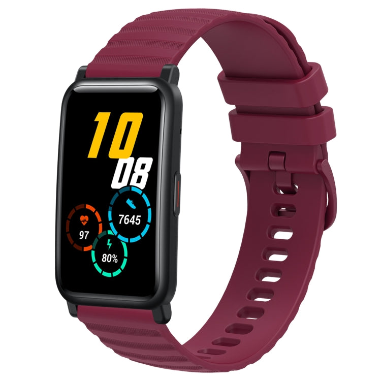 For Honor Watch ES 20mm Wavy Dot Pattern Solid Color Silicone Watch Band