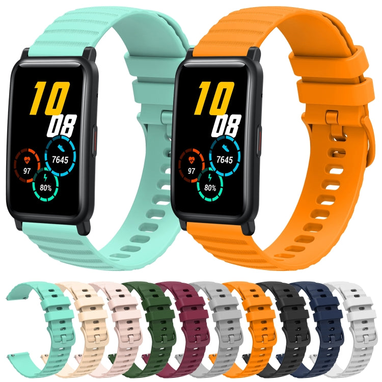 For Honor Watch ES 20mm Wavy Dot Pattern Solid Color Silicone Watch Band