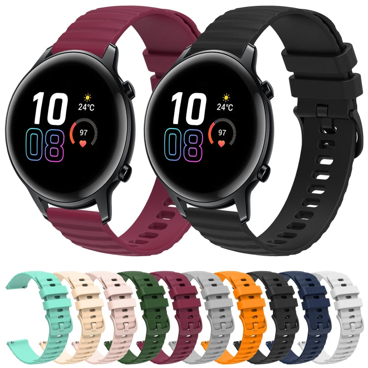 For Honor Magic Watch2 42mm 20mm Wavy Dot Pattern Solid Color Silicone Watch Band