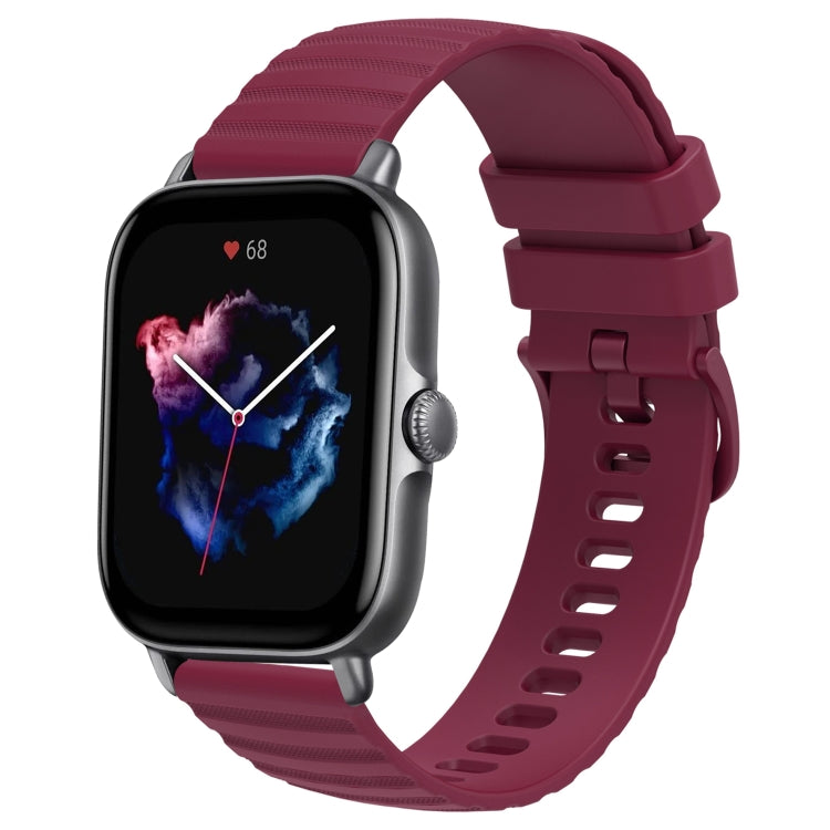For Amazfit GTS 3 20mm Wavy Dot Pattern Solid Color Silicone Watch Band