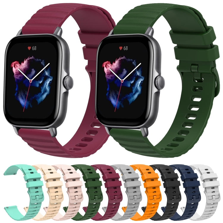 For Amazfit GTS 3 20mm Wavy Dot Pattern Solid Color Silicone Watch Band