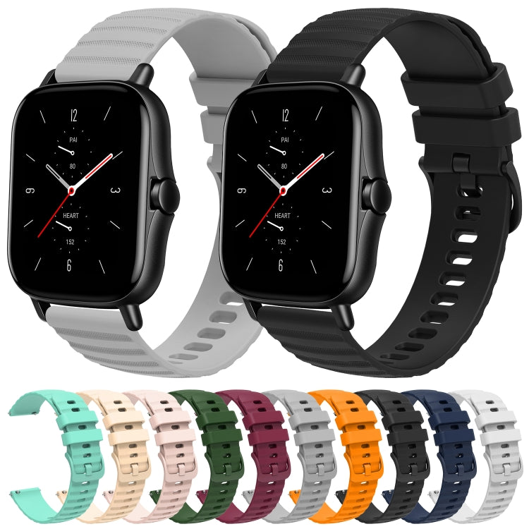For Amazfit GTS 2E 20mm Wavy Dot Pattern Solid Color Silicone Watch Band