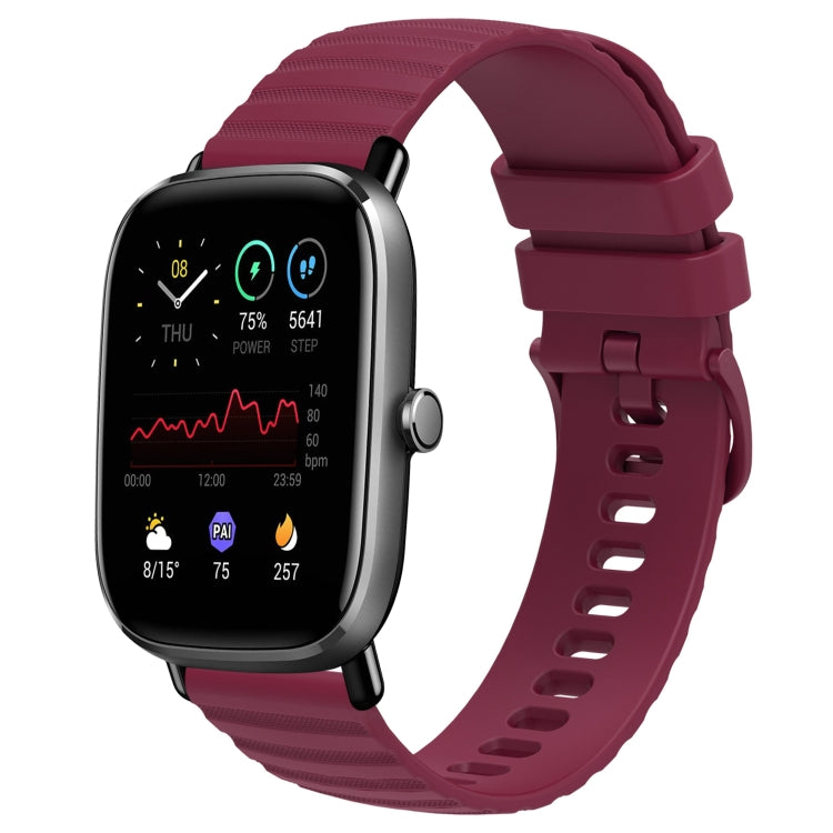 For Amazfit GTS 2 Mini 20mm Wavy Dot Pattern Solid Color Silicone Watch Band