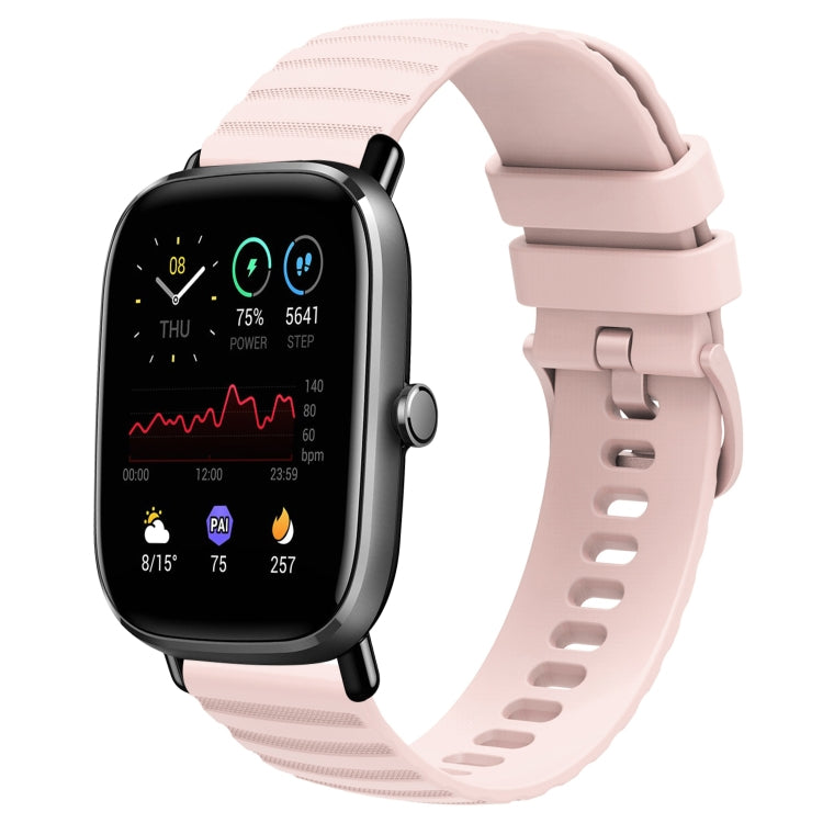 For Amazfit GTS 2 Mini 20mm Wavy Dot Pattern Solid Color Silicone Watch Band