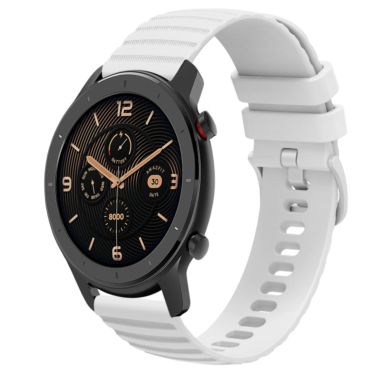 For Amazfit GTR 42MM 20mm Wavy Dot Pattern Solid Color Silicone Watch Band