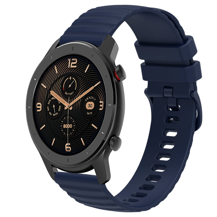 For Amazfit GTR 42MM 20mm Wavy Dot Pattern Solid Color Silicone Watch Band