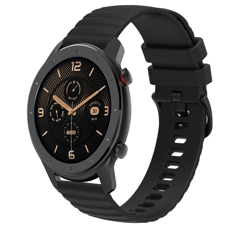 For Amazfit GTR 42MM 20mm Wavy Dot Pattern Solid Color Silicone Watch Band