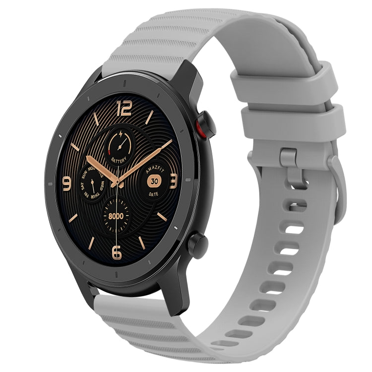 For Amazfit GTR 42MM 20mm Wavy Dot Pattern Solid Color Silicone Watch Band