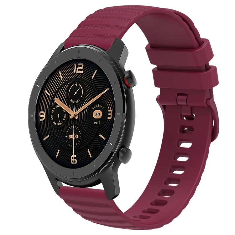 For Amazfit GTR 42MM 20mm Wavy Dot Pattern Solid Color Silicone Watch Band