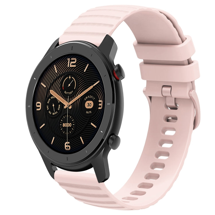 For Amazfit GTR 42MM 20mm Wavy Dot Pattern Solid Color Silicone Watch Band