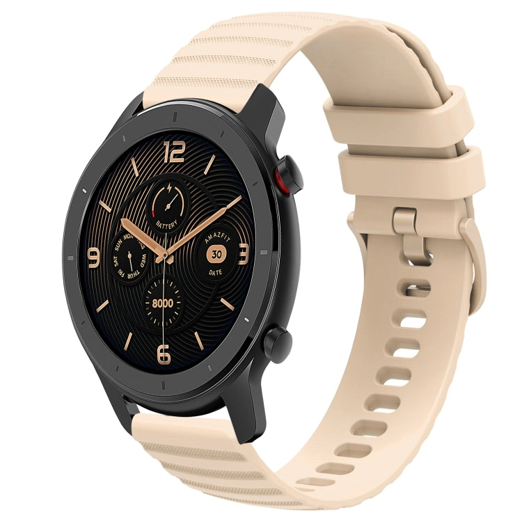 For Amazfit GTR 42MM 20mm Wavy Dot Pattern Solid Color Silicone Watch Band