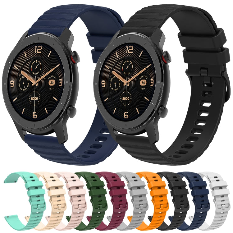 For Amazfit GTR 42MM 20mm Wavy Dot Pattern Solid Color Silicone Watch Band