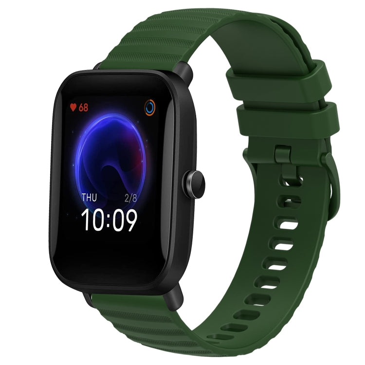 For Amazfit Pop Pro 20mm Wavy Dot Pattern Solid Color Silicone Watch Band