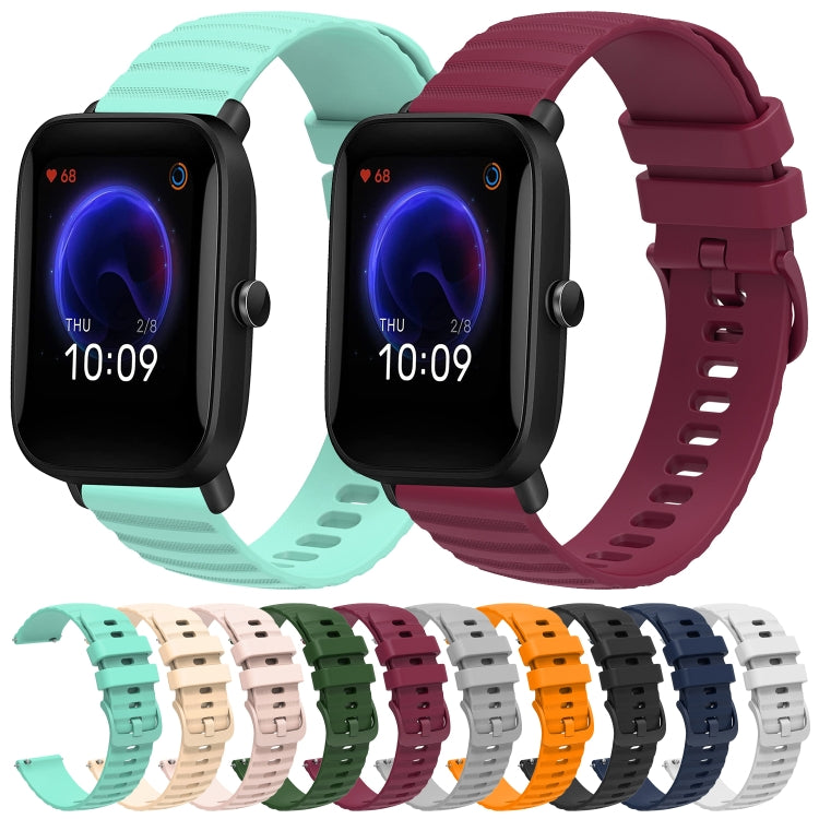 For Amazfit Pop Pro 20mm Wavy Dot Pattern Solid Color Silicone Watch Band