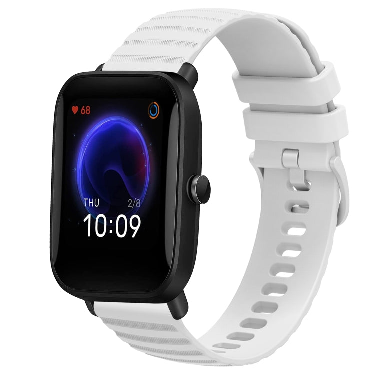 For Amazfit Pop 20mm Wavy Dot Pattern Solid Color Silicone Watch Band