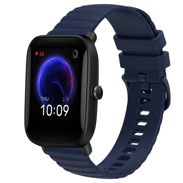 For Amazfit Pop 20mm Wavy Dot Pattern Solid Color Silicone Watch Band