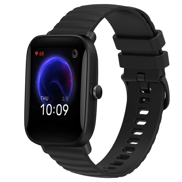 For Amazfit Pop 20mm Wavy Dot Pattern Solid Color Silicone Watch Band